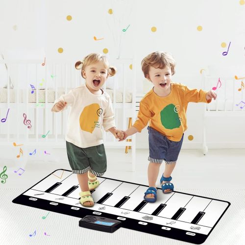  [아마존베스트]M SANMERSEN Piano Mat for Kids 43“ Piano Keyboard Mat Floor Piano Mat with Play, Record, Playback, Demos Educational Musical Toys for Boys Girls