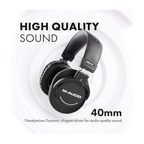  M-Audio HDH40 ? Over Ear Studio Headphones with Closed Back Design, Flexible Headband and 2.7m Cable for Studio Monitoring, Podcasting and Recording - Black