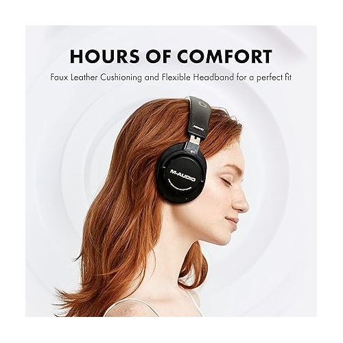  M-Audio HDH40 ? Over Ear Studio Headphones with Closed Back Design, Flexible Headband and 2.7m Cable for Studio Monitoring, Podcasting and Recording - Black