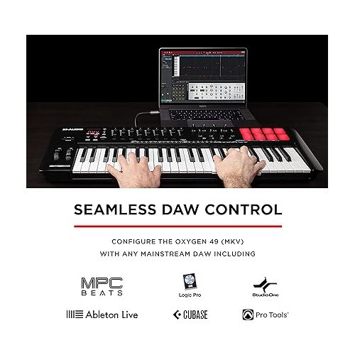  M-Audio Oxygen 49 (MKV) - 49 Key USB MIDI Keyboard Controller With Beat Pads, Smart Chord & Scale Modes, Arpeggiator and Software Suite Included