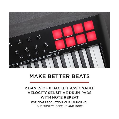  M-Audio Oxygen 49 (MKV) - 49 Key USB MIDI Keyboard Controller With Beat Pads, Smart Chord & Scale Modes, Arpeggiator and Software Suite Included