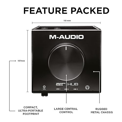  M-Audio AIR|HUB - USB Audio Interface with 3 Port Hub and Recording Software from MPC Beats Included