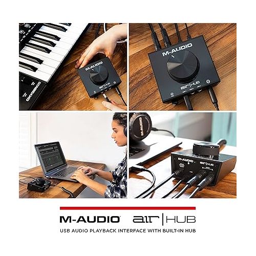  M-Audio AIR|HUB - USB Audio Interface with 3 Port Hub and Recording Software from MPC Beats Included