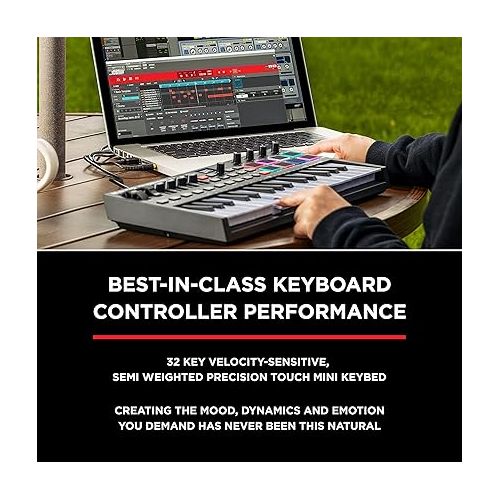  M-Audio Oxygen Pro Mini - 32 Key USB MIDI Keyboard Controller With Beat Pads, MIDI assignable Knobs, Buttons & Faders and Software Suite Included