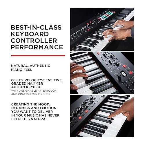  M-Audio Hammer 88 Pro - 88 Key USB MIDI Keyboard Controller With Piano Style Weighted Hammer & SP 2 - Universal Sustain Pedal with Piano Style Action For MIDI Keyboards, Digital Pianos & More