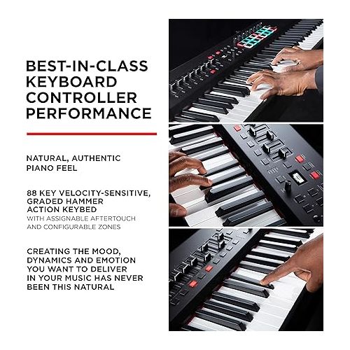  M-Audio Hammer 88 Pro - 88 Key USB MIDI Keyboard Controller With Piano Style Weighted Hammer Action Keys, Beat Pads, and Software Suite