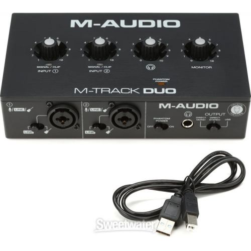  M-Audio M-Track Duo USB Audio Interface Recording Bundle