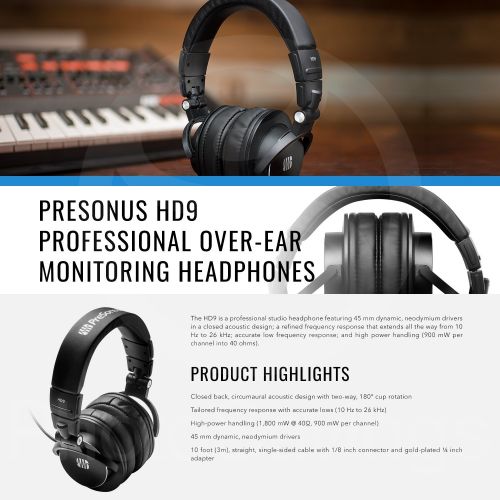  M-Audio Uber Mic USB Microphone with Headphone Output and PreSonus HD9 Headphones Deluxe Bundle