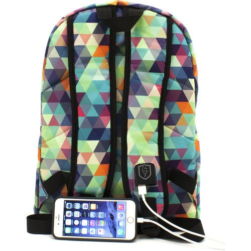  M-Edge Graffiti Backpack with Built-In Battery (Multi-Triangle)