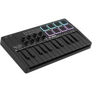 M-WAVE 25 Key USB MIDI Keyboard Controller With 8 Backlit Drum Pads, Bluetooth Semi Weighted Professional dynamic keybed 8 Knobs and Music Production,Software Included (Black)