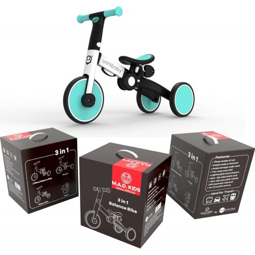  [아마존베스트]M.A.D. for Everything 3 in 1 Toddler Bike Kids Tricycle Children Balance Bicycle Push Bike Pedal Trike Training Removable Pedals Lightweight Portable Foldable 2-4 Year Old No Assembly 3-in-1 - by M.A.D.