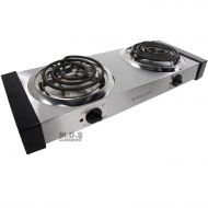 /M.D.S Cuisine Cookwares Electric Stove Double Burners Countertop Portable Stainless Steel Body Cool Touch Panels