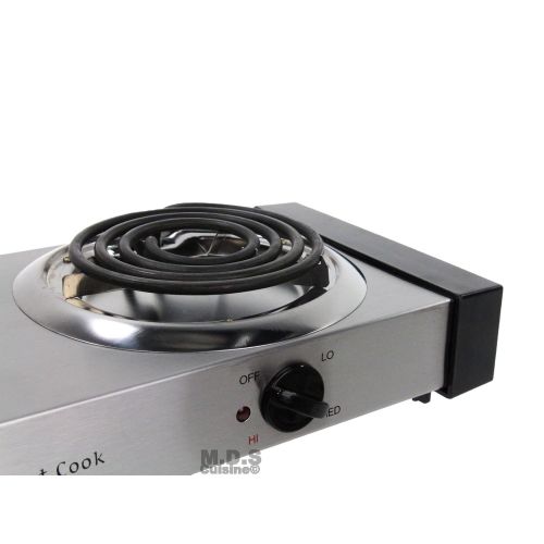  M.D.S Cuisine Cookwares Electric Stove Double Burners Countertop Portable Stainless Steel Body Cool Touch Panels