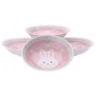 M.V. Trading MV0314APK Japanese Round Deep Soup Plate with Rabbit Design, 6½-Inch, PInk, Set of 4