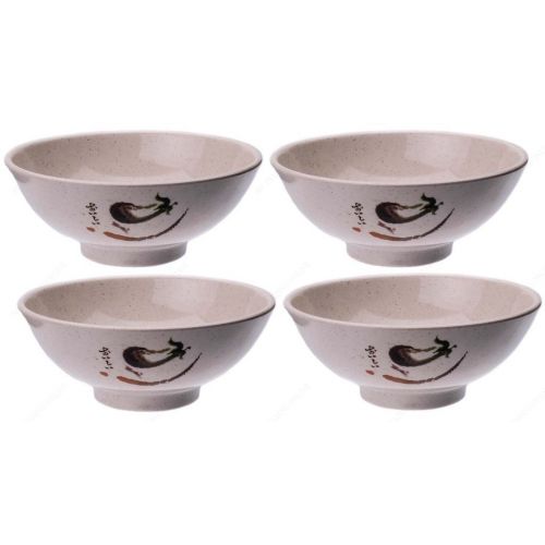  M.V. Trading EP707 Pho Soup Melamine Bowls with Eggplant Design Series, 24-Ounces, 6¾-Inches, Set of 4