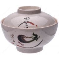 M.V. Trading EP123 Rice Miso Soup Melamine Bowls with Cover Eggplant, 8-Ounces, 4½-Inches, Set of 4