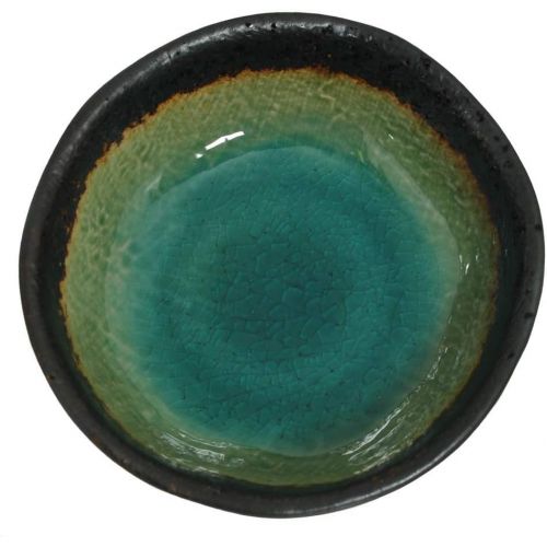  [아마존베스트]M.V. Trading Japanese Turquoise Green Kosui Ceramic Leaf Shape Plate, 8.00 Inches (L) x 5.00 Inches (W) x 0.75 Inches (H)