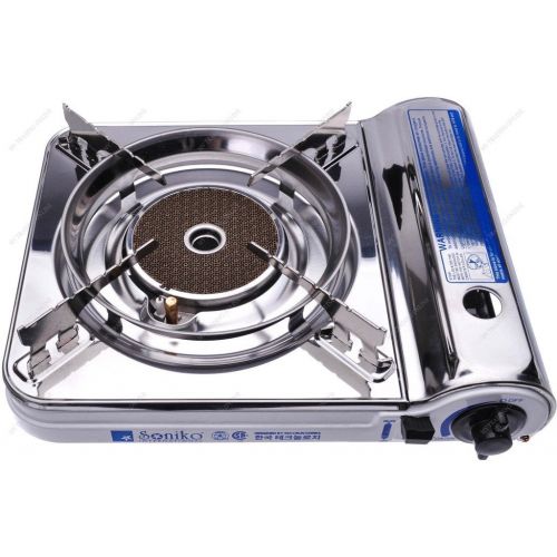  M.V. Trading Soniko NS3500CS Stainless Steel Portable Gas Stove with InfraRed Technology Ceramic Burner, White