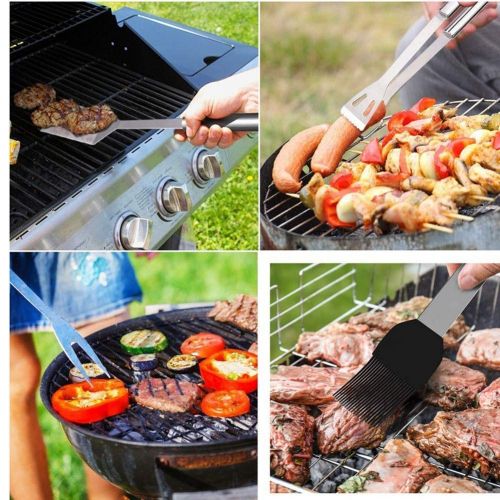  M3M 20 Outdoor BBQ Tools, Stainless Steel Baking Utensils, Fork Shovel Clip Brush Set, Multi-Function Portable Family Friend Picnic Camping Barbecue Tool,9