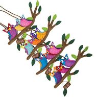 MABCO Owl Trio on Tree Branch with Leaves Smile Theme - Colors Vary - Wall Hanging Baby Nursery Decor Crib...
