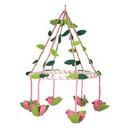 MABCO Multi-Colored Birds on a Ring with Leaves Theme - Wall Hanging Baby Nursery Decor Crib Mobile -...