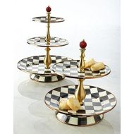 [무료배송]매킨지 차일드 체크 식기 세트 Mackenzie-Childs Courtly Check Enamel Two Tier Sweet Stand - Cake Stand - Party Server Display Set - Stainless Steel - 10 dia., 11 tall