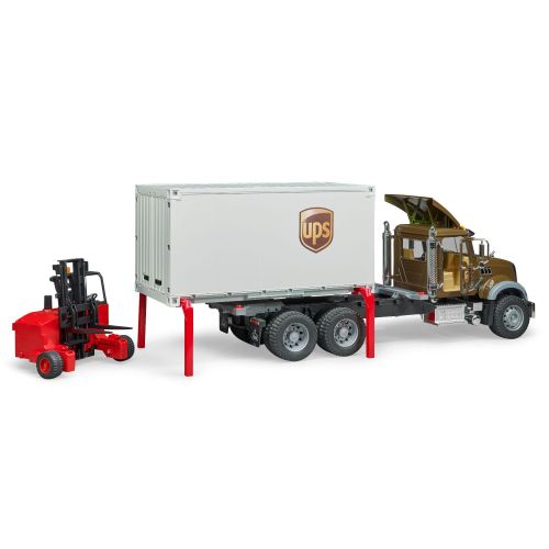  Bruder Toys Pretend Play MACK Granite UPS Logistics Truck w Forklift + Pallets