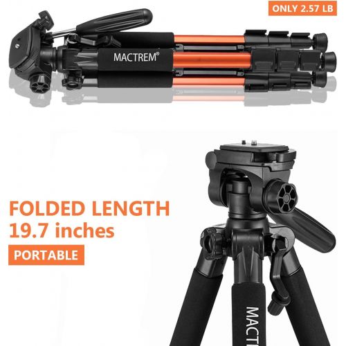  MACTREM M-PT55-Bk PT55 Travel Camera Tripod Lightweight Aluminum for DSLR SLR Canon Nikon Sony Olympus DV with Carry Bag -11 Lbs(5Kg) Load (Orange)