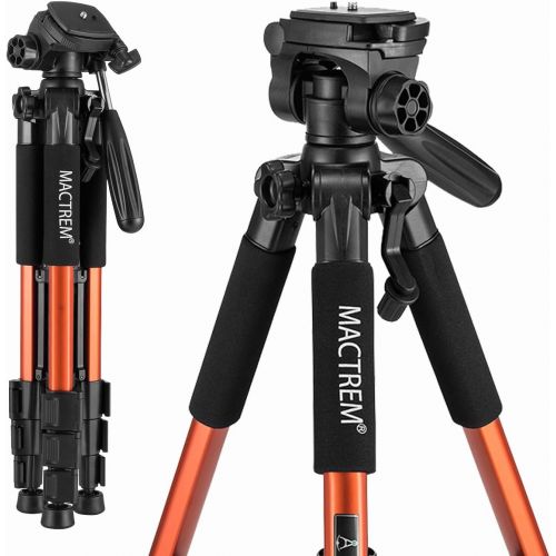  MACTREM M-PT55-Bk PT55 Travel Camera Tripod Lightweight Aluminum for DSLR SLR Canon Nikon Sony Olympus DV with Carry Bag -11 Lbs(5Kg) Load (Orange)