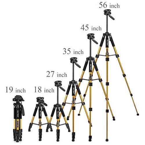  MACTREM M-PT55-Bk PT55 Travel Camera Tripod Lightweight Aluminum for DSLR SLR Canon Nikon Sony Olympus DV with Carry Bag -11 Lbs(5Kg) Load (Gold)