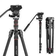 MACTREM Aluminum Alloy Camera Tripod Monopod 80 inch with 1/4 and 3/8 inch Screws Fluid Drag Pan Head for Nikon, Canon DSLR Camera Video (80 in)