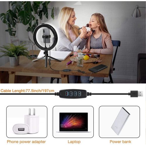  [아마존베스트]10 Ring Light MACTREM LED Light Ring with Tripod, Clamp & Phone Holder for YouTube Video, Makeup, Selfie, Photography, Live Streaming, Tiktok, 3 Light Modes & 10 Brightness Level