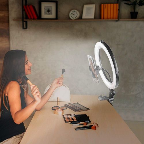  [아마존베스트]10 Ring Light MACTREM LED Light Ring with Tripod, Clamp & Phone Holder for YouTube Video, Makeup, Selfie, Photography, Live Streaming, Tiktok, 3 Light Modes & 10 Brightness Level