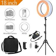 MACTREM Ring Light 18 inch 58W LED Dimmable Makeup Ring Light Adjustable Color Temperature 5500K Lighting Kit Ring Light with Stand,Hot Shoe Adapter,Camera Smartphone Video Shootin