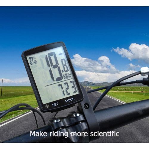  MACUNIN Bicycle Cycling Computer Multi Function Wireless Waterproof Bike Speedometer Odometer with 3 Large LCD Display and Backlight (Backlight-Blue)