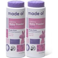 Organic Baby Powder by MADE OF - Talc Free Baby Powder for Sensitive Skin and Eczema - NSF Organic Certified - Made in USA - 3.4oz (Fragrance Free, 2-Pack)