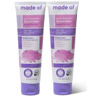 Baby Sunscreen Organic SPF 30 by MADE OF - Zinc Oxide Sunscreen - EWG Sunscreen Rated 1 & NSF Organic SPF - Made in USA - 4oz - (Fragrance Free, 1-Pack)