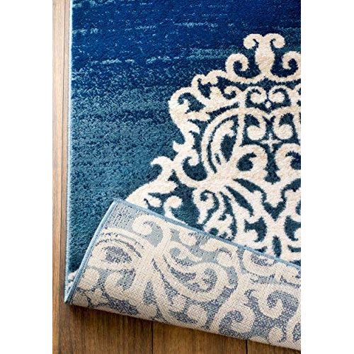  MADISON COLLECTION JY-NK9R-QPOP 406 Modern Abstract Blue Medallions Area Clearance Soft and Durable Pile. Size Option , 1.10 x 2.11 Scatter Rug Door Mat