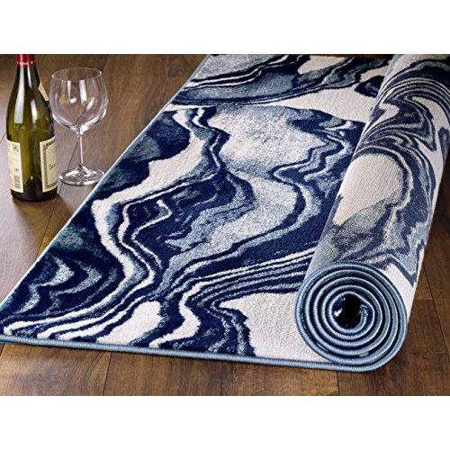  MADISON COLLECTION AX-HRY1-TVK3 403 Modern Abstract Blue Area Clearance Soft Pile Durable Size Option , 110 x 211 Scatter Rug Door Mat