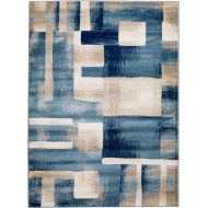 MADISON COLLECTION FN-960J-IM55 404 Modern Abstract Blue Area Clearance Soft and Durable Pile. Size Option , 110 x 211 Scatter Rug Door Mat