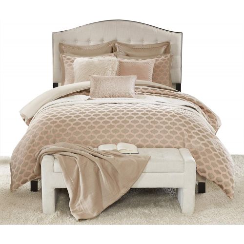  MADISON PARK SIGNATURE Madison Park Signature Romance Queen Size Bed Comforter Duvet 2-In-1 Set Bed In A Bag - Pink Blush , Jacquard  8 Piece Bedding Sets  Ultra Soft Microfiber Bedroom Comforters