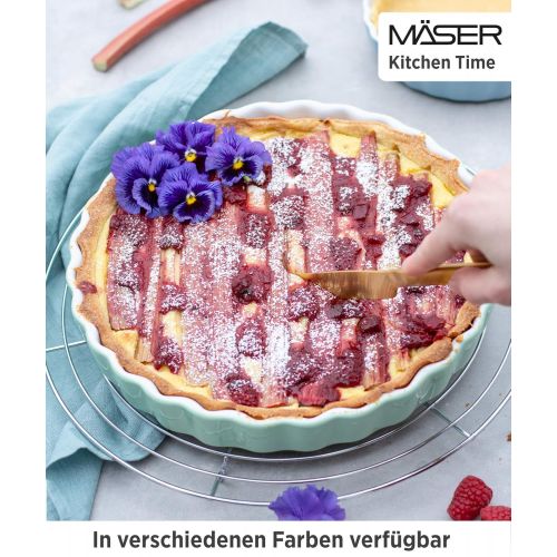  MAESER Maser 931142 Serie Kitchen Time, Tarteform, Quicheform, runde Backform, kratz- und schnittfest, Ø 27 cm, Keramik, Gruen