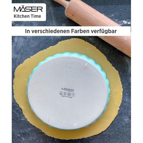  MAESER Maser 931142 Serie Kitchen Time, Tarteform, Quicheform, runde Backform, kratz- und schnittfest, Ø 27 cm, Keramik, Gruen