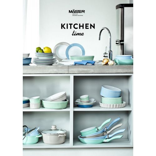  MAESER Maser 931142 Serie Kitchen Time, Tarteform, Quicheform, runde Backform, kratz- und schnittfest, Ø 27 cm, Keramik, Gruen