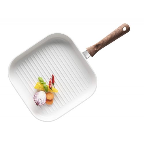  MAESER Maser, Serie Bel Tempo, Grillpfanne 28 cm, antihaftbeschichtet, mit weisser ILAG-Xera-Dur-Beschichtung, in der Farbe Grau