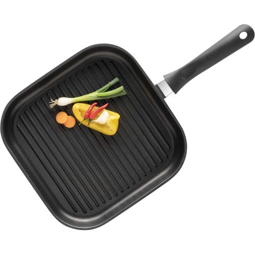  MAESER Maser, Serie Dione, Grillpfanne 24 cm, antihaftbeschichtet, mit schwarzer ILAG-BASIC-Beschichtung, in der Farbe Schwarz