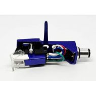 MAG Cartridge and Stylus, needle and Blue Headshell with mounting bolts for Technics SL-D1, SL-D1K, SL-D2, SL-D202, SL-D205, SL-D2K, SL-1400, SL-1401, SL-1410, SL-1500, SL-1510, SL-Q20