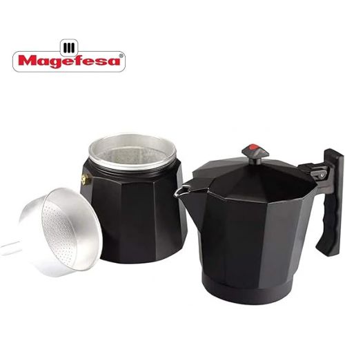  MAGEFESA ® Colombia Noir Stovetop Espresso Coffee Maker, 12 cups / 20 oz, make your own home italian coffee with this moka pot cuban coffee, made in extra thick aluminum, safe and easy to use, cafe