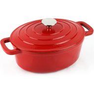 Cast Iron Stockpot MAGEFESA FERRO, optimal retention and heat distribution, for all types of Cooktop, induction, oven safe, energy saving, easy cleaning, long durability (RED STOCKPOT, 9.4