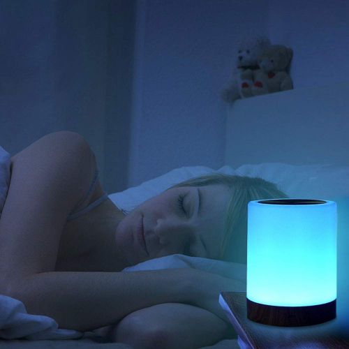  MAGICE Colorful Bedside lamp Touch Sensing Ambient Light, LED Night Lights with Wood Grain Base Design, USB Charging Mood Light for Dating, Feeding,3W